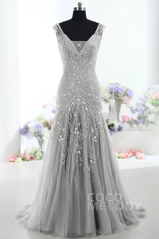 Trumpet-Mermaid Tulle Mother Of The Bride Dress COLT1300FCR Tulle Dress Sleek