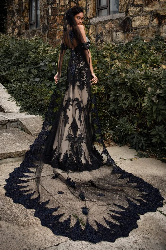 One-tier Lace Edge Tulle Cathedral Veils Appliques CV0232 Sweet Tulle Dress