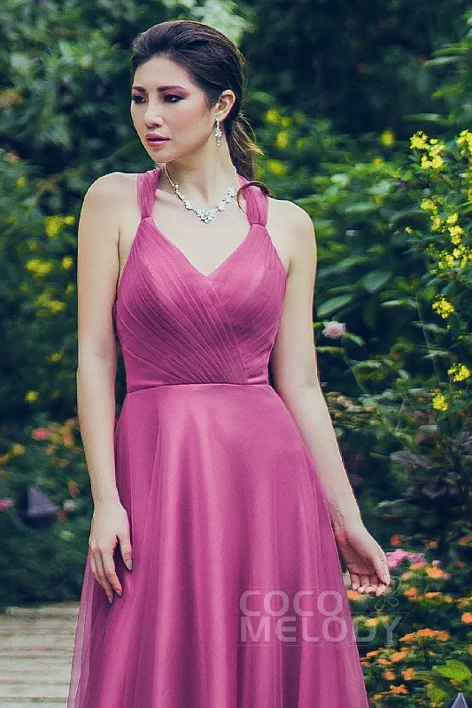 Sheath-Column Floor Length Tulle Bridesmaid Dress PR3496 A-line Tulle Gown