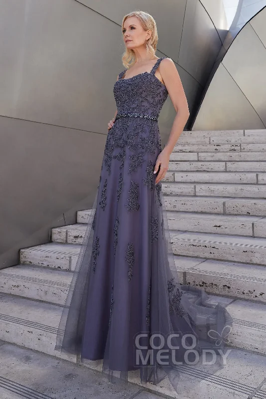 A-Line Sweep-Brush Train Tulle and Lace Dress PR3614CR Tulle Dress Sparkly