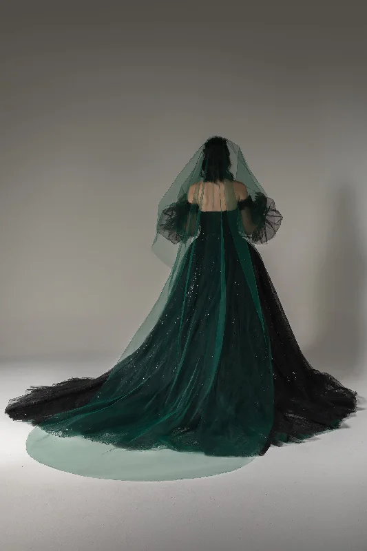 One-tier Cut Edge Tulle Cathedral Veils CV0273 Tulle Midi Dress