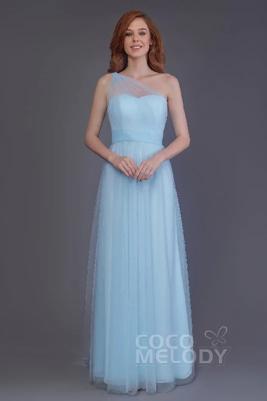 Sheath-Column Floor Length Tulle Bridesmaid Dress PR3556 Tulle Dress Style