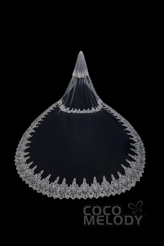 Two-tier Lace Edge Tulle Cathedral Veils Appliques AV18021 Tulle Dress Soft