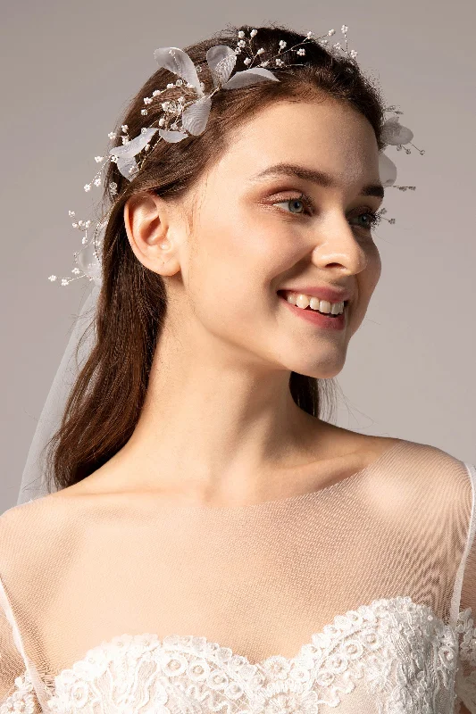 Alloy Headbands with Beads and Tulle CH0327 Black Tulle Dress