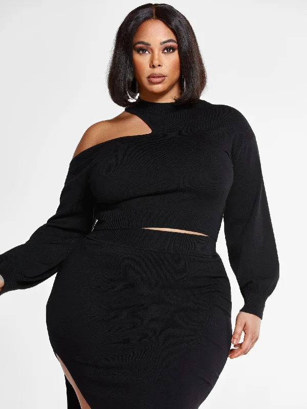 Natalie Cut Out Shoulder Sweater Oversized Knit Dress