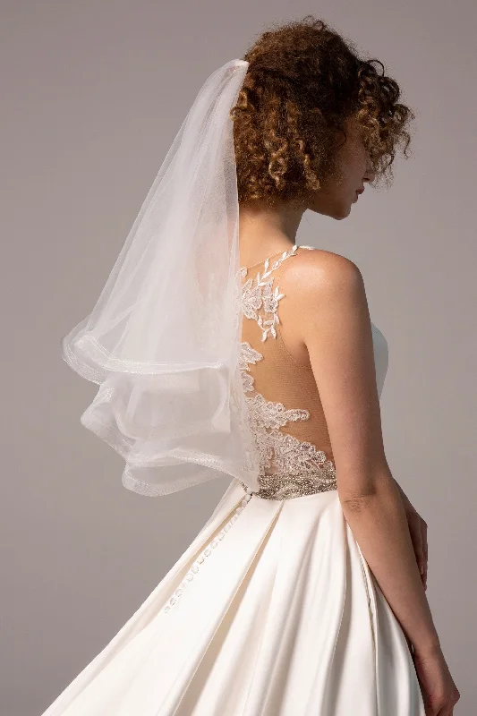 Two-tier Cut Edge Tulle Waist Veils CV0243 Tulle Dress Sparkle