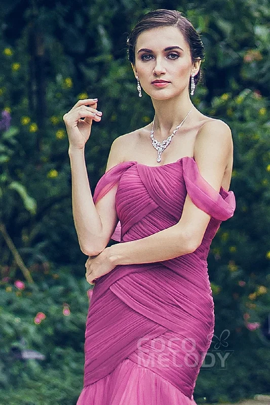 Trumpet-Mermaid Floor Length Tulle Bridesmaid Dress PR3504 Tulle Lace Gown