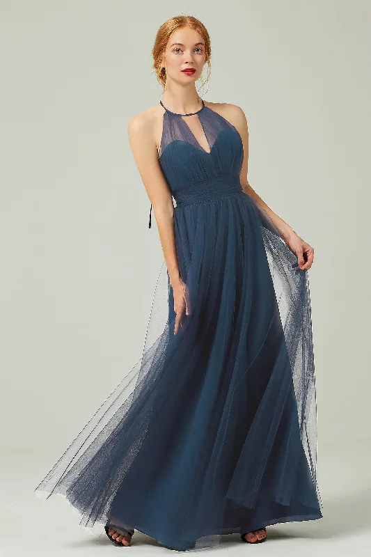A-Line Floor Length Tulle Bridesmaid Dress CB0334 Tulle Lace Dress