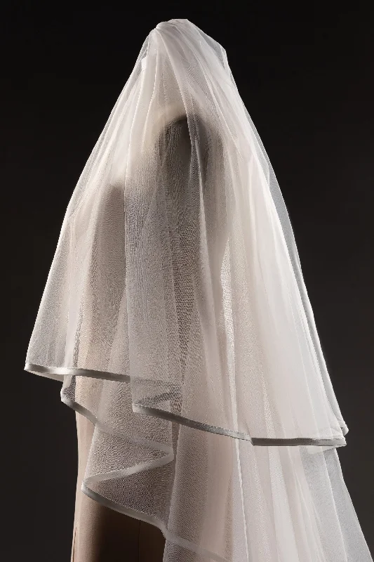 Two-tier Ribbon Edge Tulle Cathedral Veils CV0256 Tulle Dress Classic