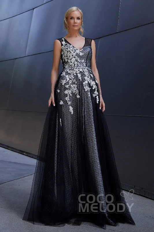 A-Line Floor Length Tulle and Lace Dress PR3610CR A-line Tulle Dress