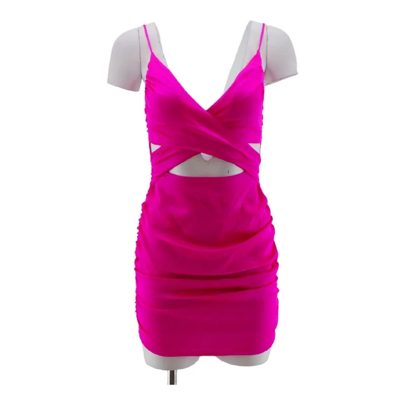 Neon Pink Solid Mini Dress