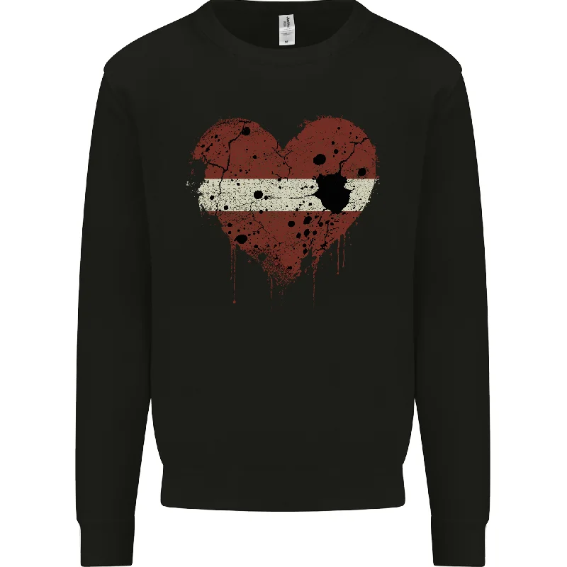 Love Latvia Flag Latvian Day Football Mens Sweatshirt Jumper