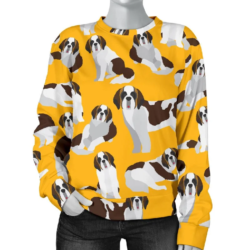 St Bernard Yellow Pattern Print Women's Sweatshirt Best sweaters for work