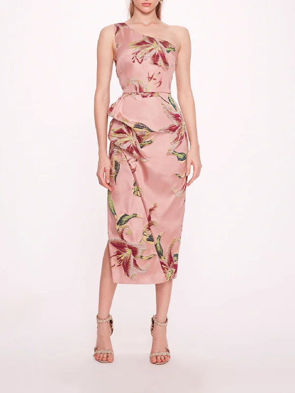 One Shoulder Drape Midi Dress Affordable midi dresses