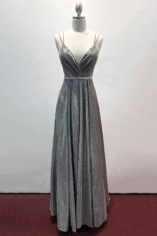 Aspeed Design -D304 Plunging Embellished A-Line Gown Ruched unclassified dresses
