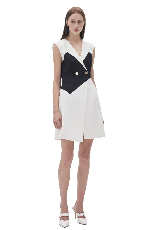 Black And White Stitching Sleeveless Dress Lace unclassified dresses