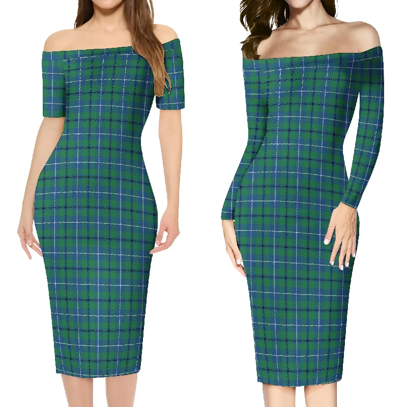 Douglas Ancient Tartan Off Shoulder Lady Dress Office unclassified dresses