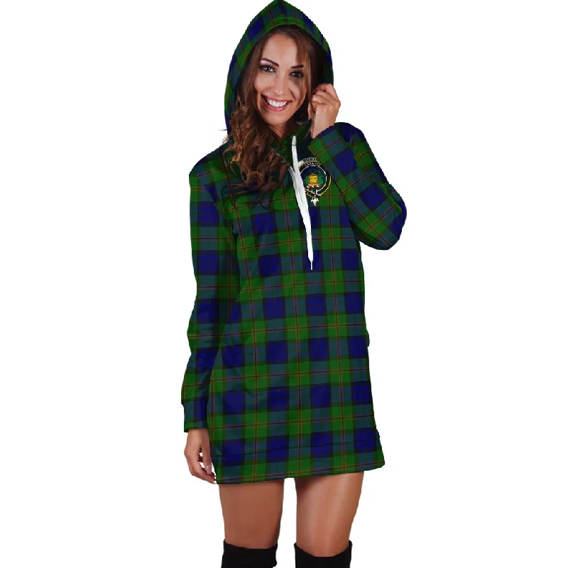 Dundas Modern Tartan Hoodie Dress with Family Crest Silk unclassified dresses