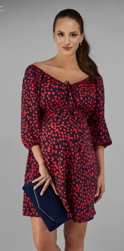 Elpasa Maternity & Nursing Red and Navy Dress Nuria Striped unclassified dresses