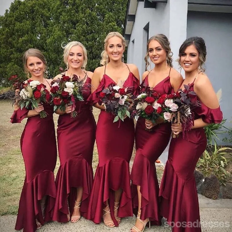 Halter Dark Red Mermaid High Low Cheap Bridesmaid Dresses Online, WG683 High-low unclassified dresses Halter Dark Red Mermaid High Low Cheap Bridesmaid Dresses Online, WG683 High-low unclassified dresses