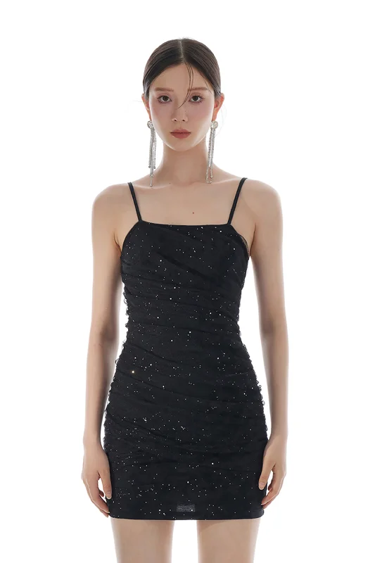 Pleated Mesh Slip Dress Chic unclassified dresses