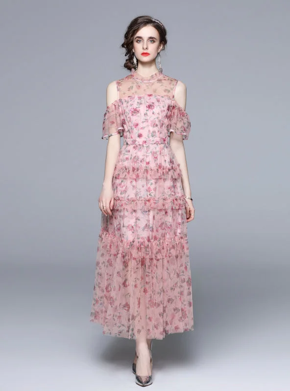 Short-sleeved Chiffon Floral Cake Dress Fashion Nova floral dresses