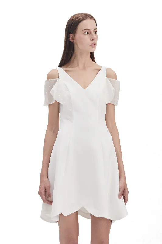 Transparent Petal Sleeve Dress Metallic unclassified dresses