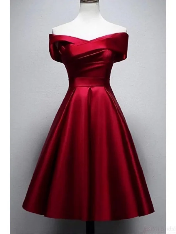 Vintage Burgundy Knee Length Satin Homecoming Dresses Embroidered unclassified dresses Vintage Burgundy Knee Length Satin Homecoming Dresses Embroidered unclassified dresses