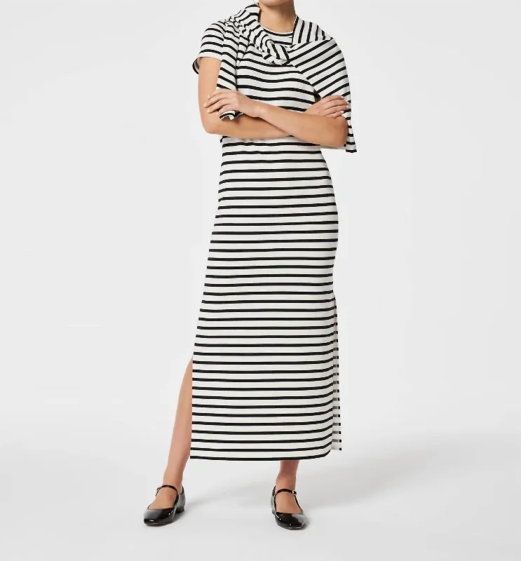 Airessentials Maxi T-Shirt Dress In Very Black Stripe Maxi Skirt Collection