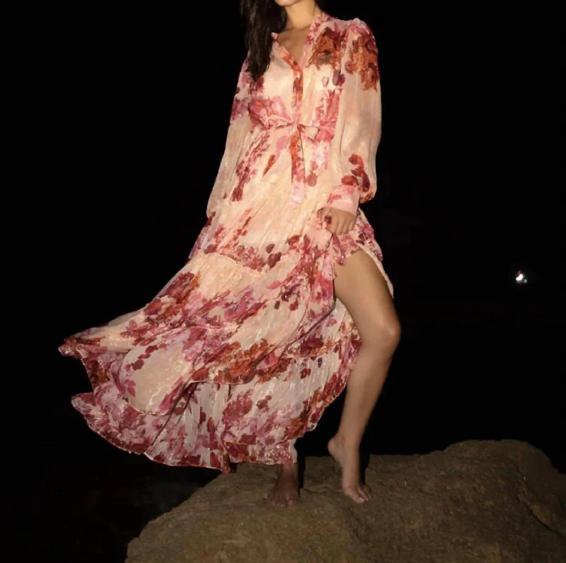 Dali Long Dress In Pink A-line Maxi Skirt