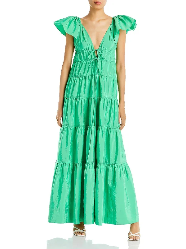 Luca Womens Ruffle Sleeve Maxi Evening Dress Maxi Skirt Dress