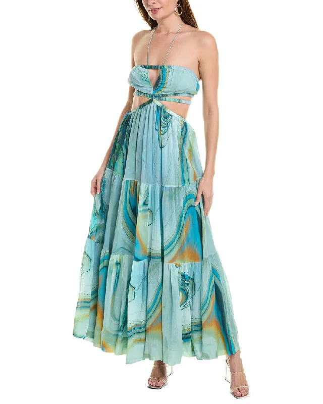 SIMKHAI Shailene Laurel Silk-Blend Maxi Dress Cozy Maxi Skirt