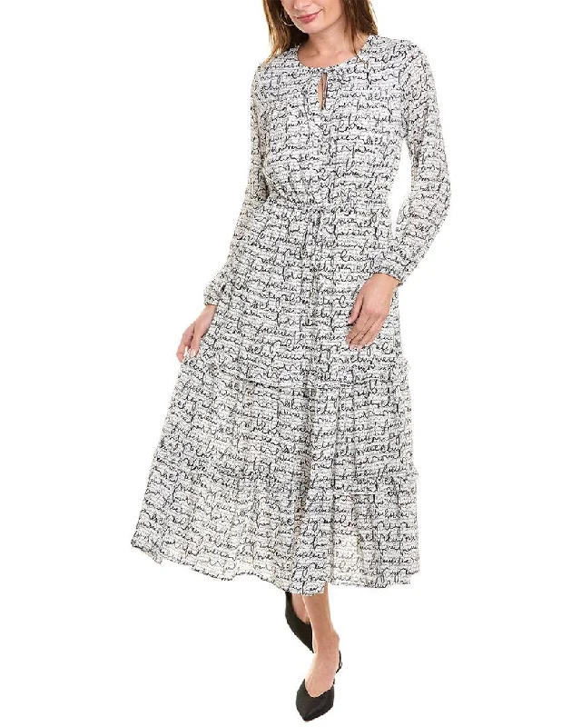 T Tahari Tiered Maxi Dress Pleated A-line Skirt