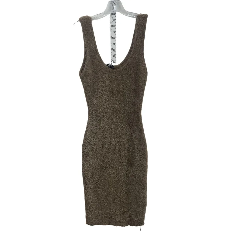 AKIRA Brown Midi Women's Fuzzy Knit Sleeveless Bodycon Sweater Dress, Nylon L Soft A-line Skirt AKIRA Brown Midi Women's Fuzzy Knit Sleeveless Bodycon Sweater Dress, Nylon L Soft A-line Skirt